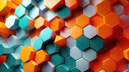 Wall Mural - Vibrant polyhedral shapes resembling contemporary honeycombs