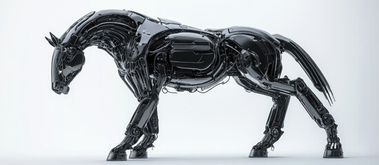 Poster - Mechanical horse rendered in 3D against a white backdrop