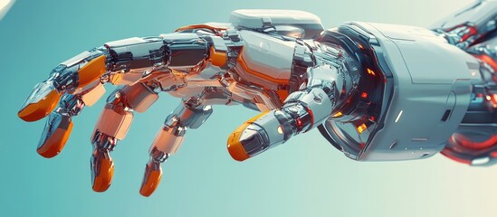 Poster - 3D illustration of a robotic hand displaying welcoming gestures