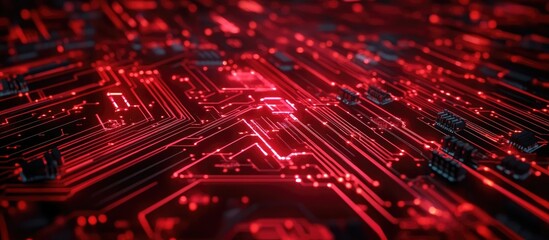 Aufkleber - 5G red cyber circuit futuristic technology concept background