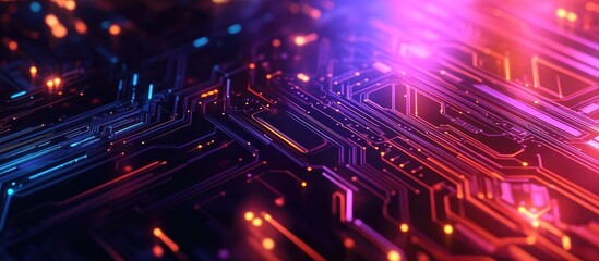 Aufkleber - Vibrant illustration of circuit technology set against an engaging background