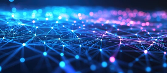 Aufkleber - Abstract illustration of global network connections featuring points and lines with a wireframe background and polygonal structure
