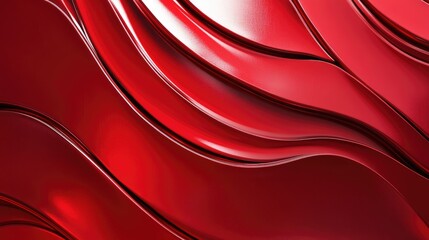  - elegant red metallic backdrop featuring curved wave patterns 3d rendered illustration