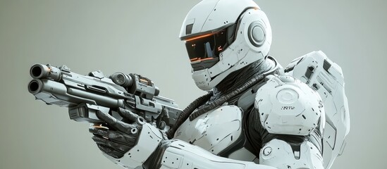 Poster - Battle ready mechanized soldier 3D illustration