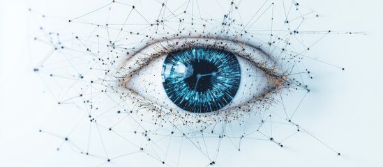 Aufkleber - Isolated view of an artificial intelligence eye with interconnected points on a white background