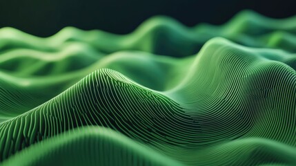 Fototapete - Abstract green background with dynamic lines featuring 3D illustration and rendering techniques