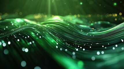 Fototapete - Abstract green background with dynamic lines featuring 3D illustration and rendering techniques