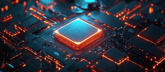 Poster - 3D rendering of microchips featuring shield protection