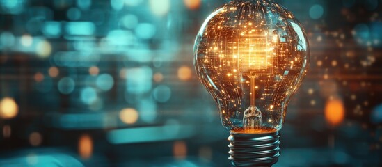 Poster - Futuristic technology integrated within a light bulb