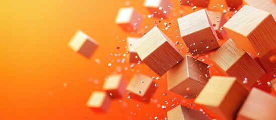Aufkleber - AI concept represented by wooden blocks on a vibrant orange surface highlighting the theme of artificial intelligence in a business context with ample copy space