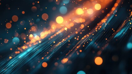 Poster - Fiber optic cable concept illuminated with bokeh in an abstract background