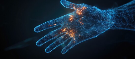 Poster - Abstract animation depicting the linking of fingers from a hand