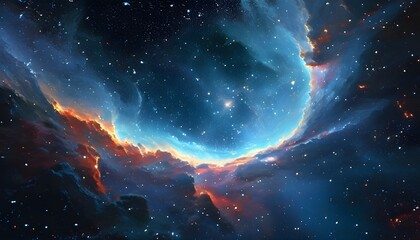 Wall Mural - Stunning HDR portrayal of a distant nebula highlighting the mesmerizing beauty of the cosmos through AI generation