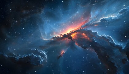 Wall Mural - Stunning HDR portrayal of a distant nebula highlighting the mesmerizing beauty of the cosmos through AI generation