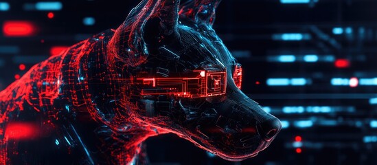 Aufkleber - Close up 3D illustration of a cyber security dog sentinel