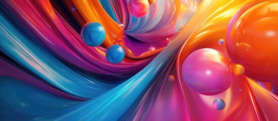 Fototapete - Three dimensional illustration of an abstract concept featuring vibrant colors and dynamic shapes