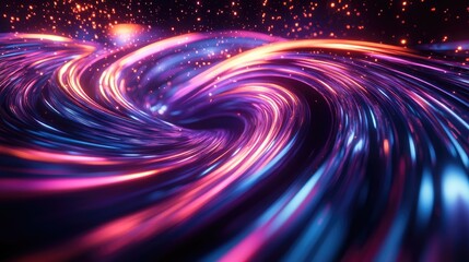 Poster - vibrant abstract swirling lines illuminated in the dark