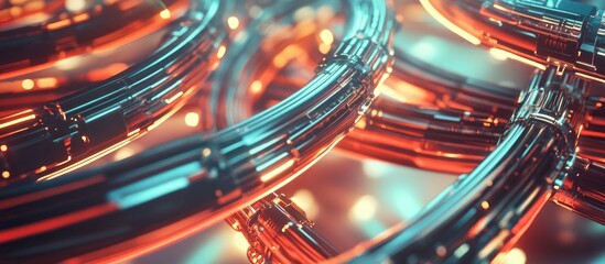 Poster - Vintage style 3D illustration of cables designed for advanced technology connections
