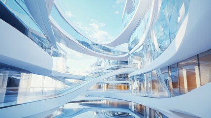 Poster - Contemporary structure featuring glass and steel elements Abstract design of modern architecture