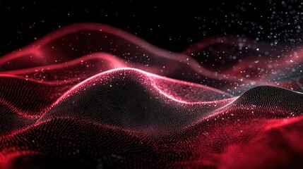 Aufkleber - Dynamic abstract wave composed of numerous dots and particles representing a technology or science theme
