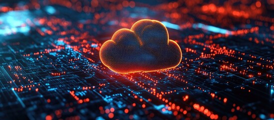 Poster - Concept of cloud computing and big data showcasing digital data network connectivity and futuristic information with a focus on high speed Internet of Things IoT
