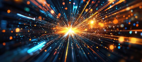 Poster - Vibrant beams of light in a dark setting