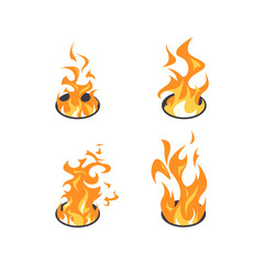 Wall Mural - flames in isometric view. fire in an oval shape. vector illustration isolated on a white background 