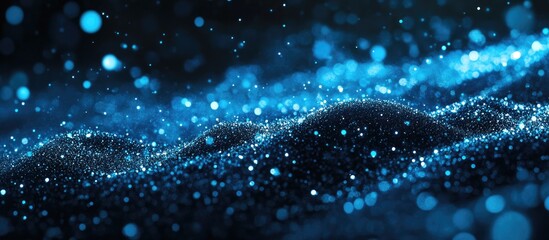 Poster - Futuristic particle background featuring an abstract explosion of dynamic particles Digital backdrop with interconnected blue dots for big data visualization 3D rendering