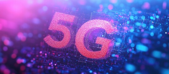 Poster - 5G broadband backdrop designed to add excitement to your creative projects featuring a vibrant 3D illustration