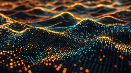 Fototapete - Big data visualization with a network of connecting dots and lines showcasing the concept through an illustrative background