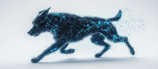 Poster - Cybersecurity canine in motion on a white background 3D illustration