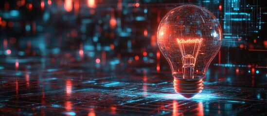 Poster - 3D rendering of an artificial intelligence concept featuring a digital lightbulb