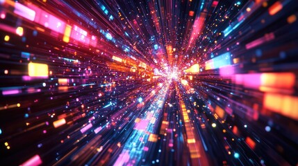 Fototapete - 3D rendering of a vibrant and dazzling video wall