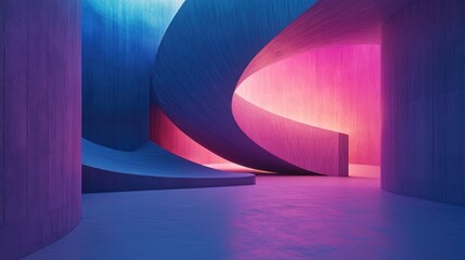 Poster - futuristic minimalist interior featuring a gradient colored sculpture architectural backdrop with a 