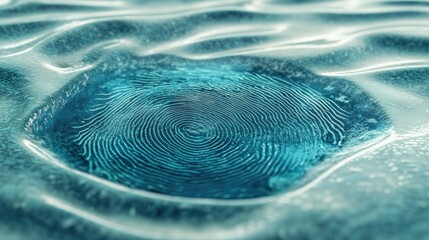 Wall Mural - Close up of a striking aquamarine abstract fingerprint on a textured background ideal for design purposes Macro photography perspective