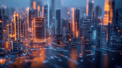 Poster - Smart city concept featuring advanced communication networks including 5G technology and the Internet of Things IoT in telecommunications
