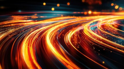 Poster - Vibrant light trails created through long exposure photography featuring abstract luminous lines and a dynamic motion effect