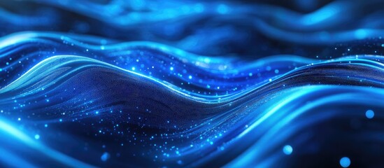 Aufkleber - Blue wave light gradient texture background Abstract digital background representing AI technology and big data 3D rendering