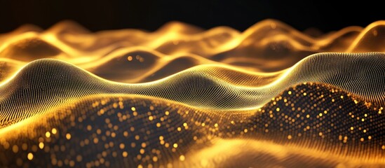 Poster - Abstract infographic featuring elegant golden wave diagram designs