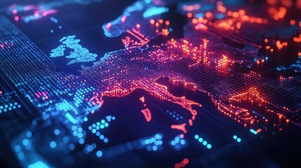 Aufkleber - stylized map of a country showcasing technology themes for creative design projects