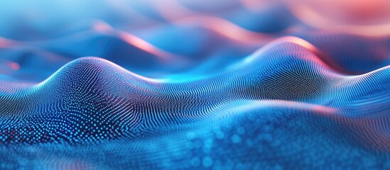 Fototapete - Blue wave light gradient texture background Abstract representation of AI technology and big data in a digital context 3D rendering