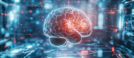Aufkleber - AI generated digital art featuring advanced brain intelligence concepts in a 3D design