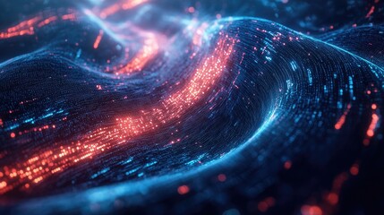 Fototapete - Abstract illustration depicting a digital stream showcasing concepts of artificial intelligence big data technology data transfer data flow and generative AI