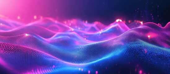 Aufkleber - Electric power light energy wave fabric motion blur with large cloud data digital technology background featuring 3D futuristic neon abstract elements in a vibrant cyber space setting