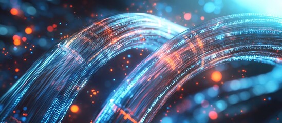 Aufkleber - 3D rendering of detailed fiber optic cable featuring advanced 5G Wi Fi technology