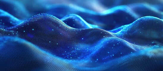 Fototapete - Blue wave light screen gradient texture background Abstract digital backdrop illustrating AI technology and big data enhanced with 3D rendering effects