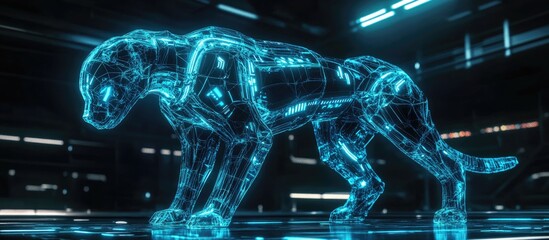 Poster - A 3D illustration of a standing cyber dog
