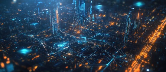 Poster - Innovative communication and digital networks converge in a smart city highlighting the concept of wireless connectivity