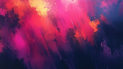Poster - Grunge texture featuring vibrant paint strokes and blurred stains created by brushes of various sizes and shapes
