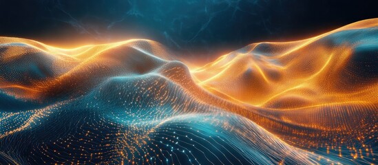 Poster - Dynamic flow of luminous energy with graceful radiant lines Abstract technological backdrop